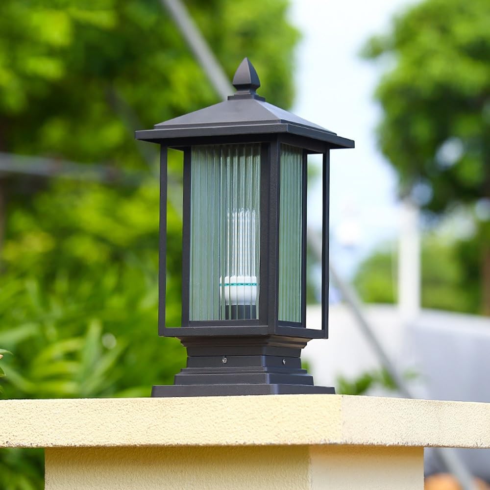 Generico Modern Black Striped Glass Column Lantern