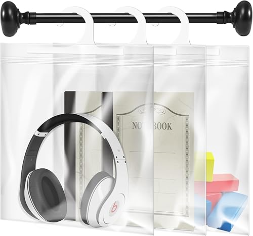 Bolsas de almacenamiento grandes con gancho para colgar de 10 x 12.5 pulgadas, para almacenamiento de auriculares, reutilizables, impermeables y a