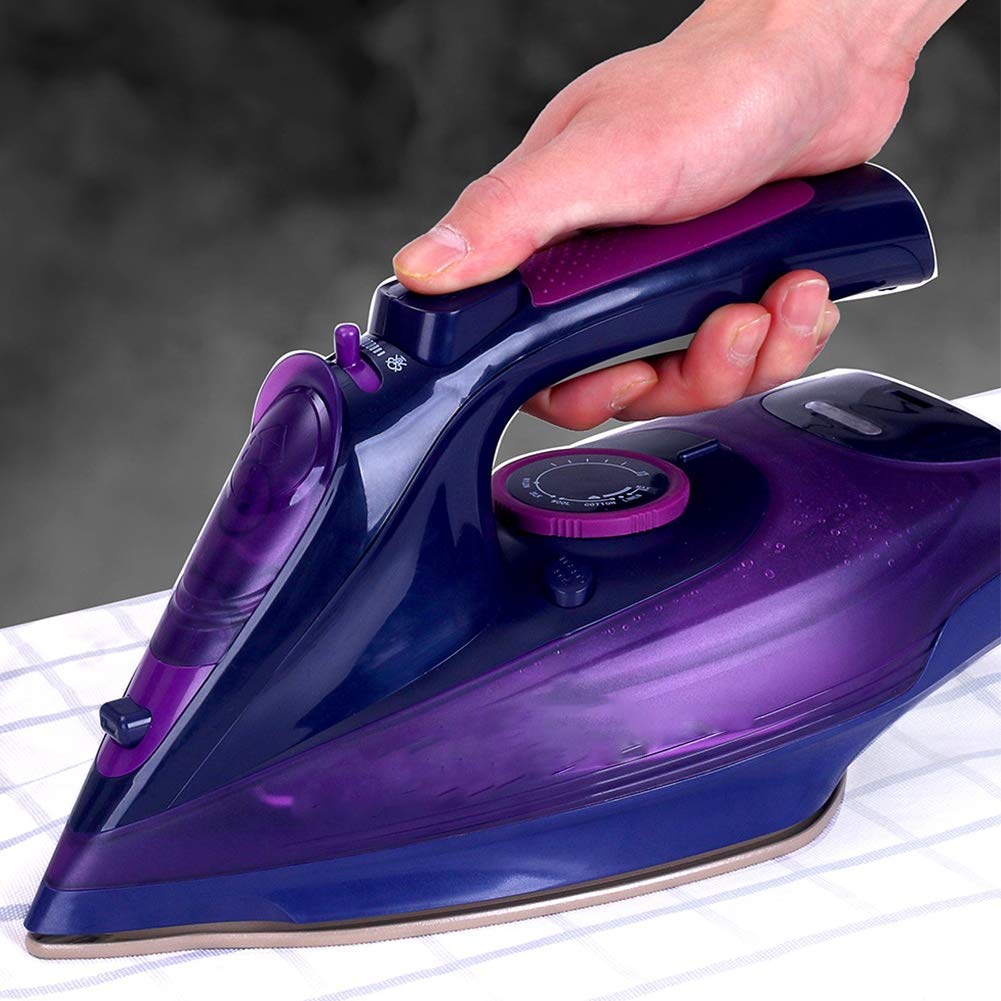 jolfayhandheld 2400w cordless steam iron with charging base, 5 temperature settings, ceramic non stick soleplate, portable wireless clothes iron for home travel, fast heating self cleaning eu plug