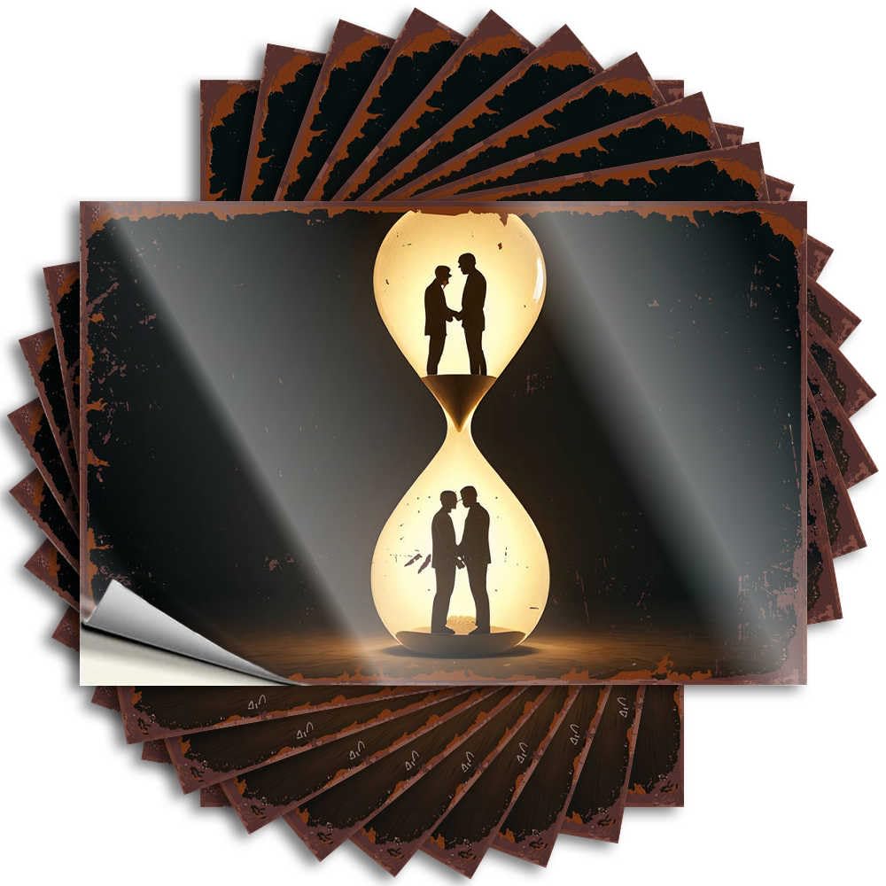 Fzfn Boys Colour Western High Funny Sticker - Timeless Connection: Silhouettes In An Hourglass Removable Decal Water Easy Peel For Absorbing(6X9cm)