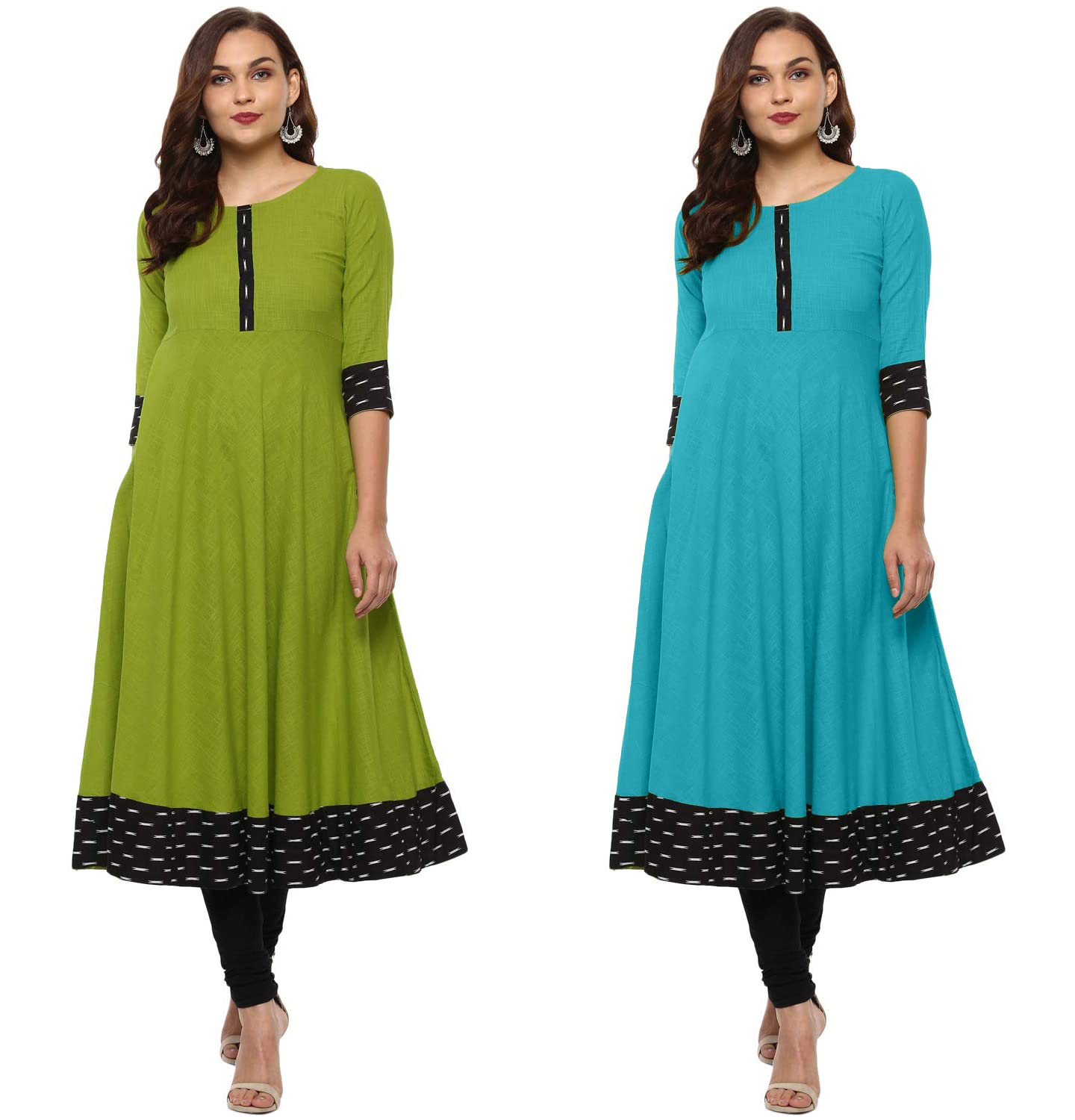 NATEK Women Cotton anarkali kurti combo pack of 2