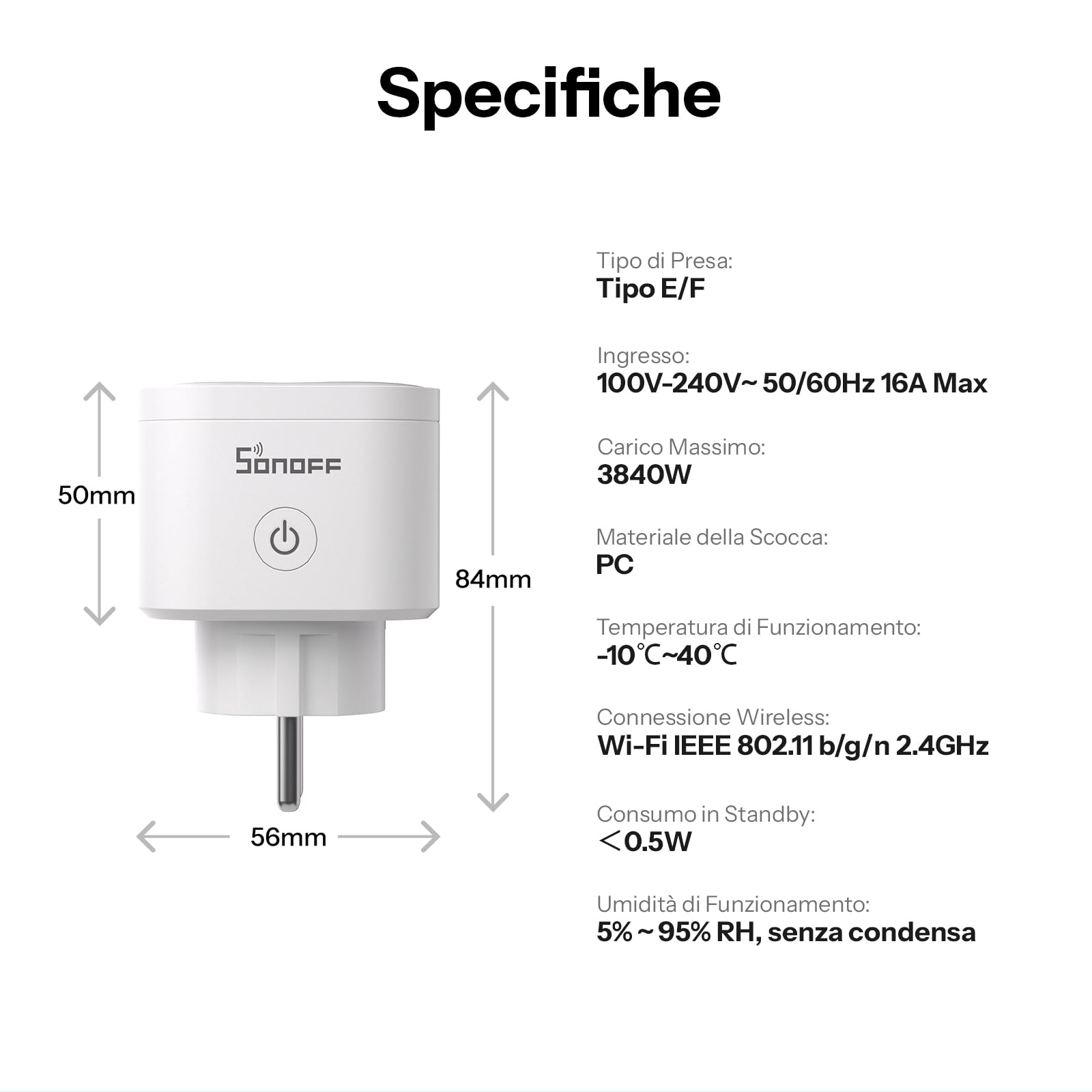 SONOFF S61s Presa Intelligente 16A/3840W – Smart WiFi con Controllo da Remoto e Vocale — immagine 9 di 14
