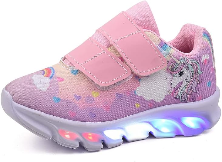 Tenis Infantil De Led Feminino Unicornio Calce Facil Meninas