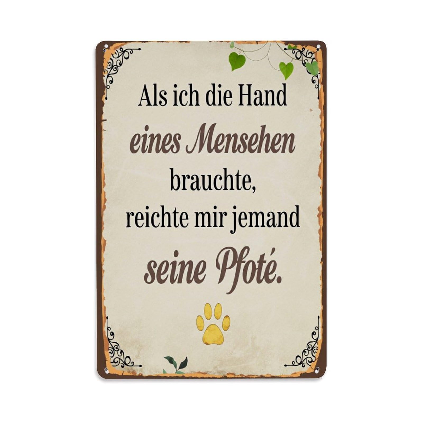 Enderetf Vintage Heart Paw Print Text Tin Sign Metal Poster, Home Bar Garage Man Cave Cafe Indoor & Outdoor Wall Decoration 8X12inches