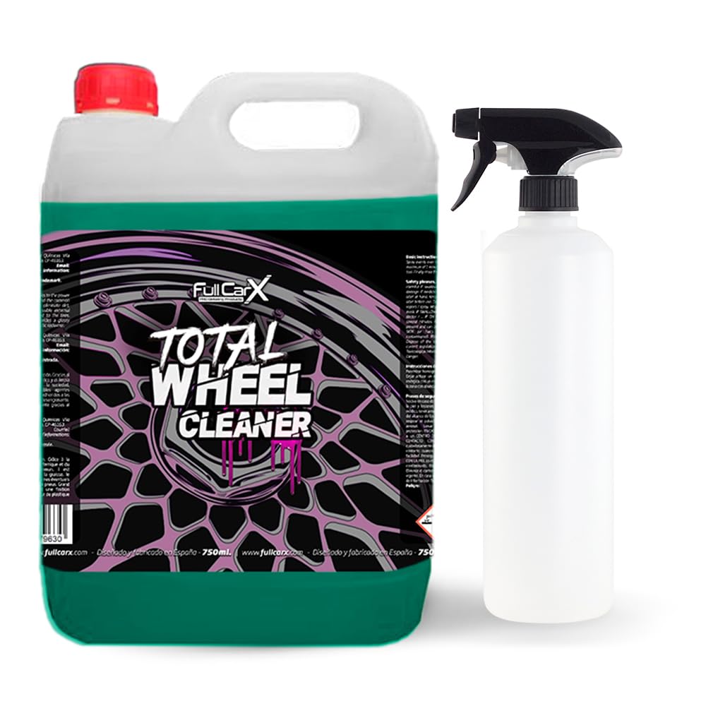 FULLCARX Total Wheel Cleaner 5L Pulizia Cerchi e Pneumatici Auto, Potente ed Efficace, Alta Percentuale di Sostanza Attiva, Detergente Sgrassante, Coating Lucido, Prodotto Professionale Detailing