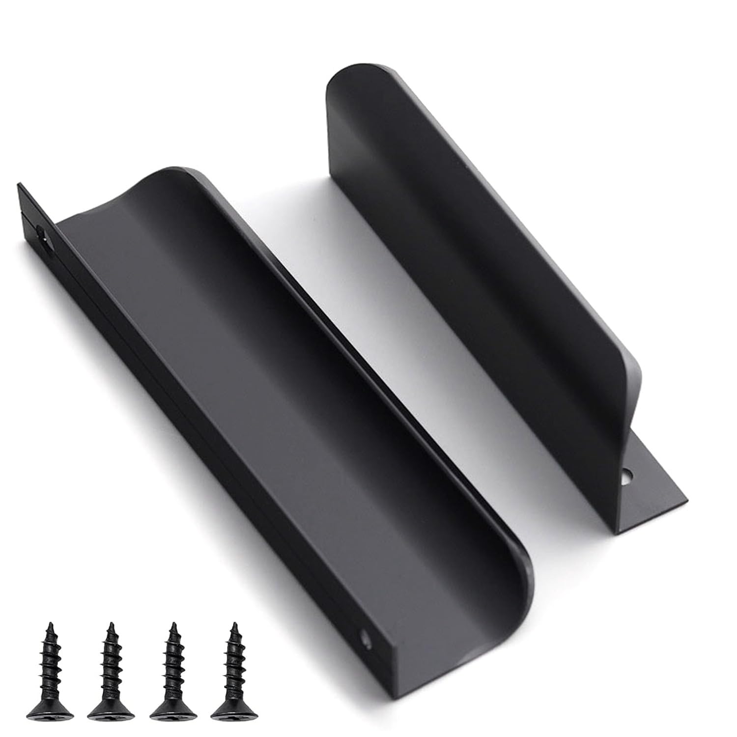 QZKJQDD 2 Pack Black Kitchen Cupboard Handles Finger Edge Pulls for Cabinets and Drawers, 120mm Wardrobe Door Handles Modern Aluminum, Matte Black â image 1
