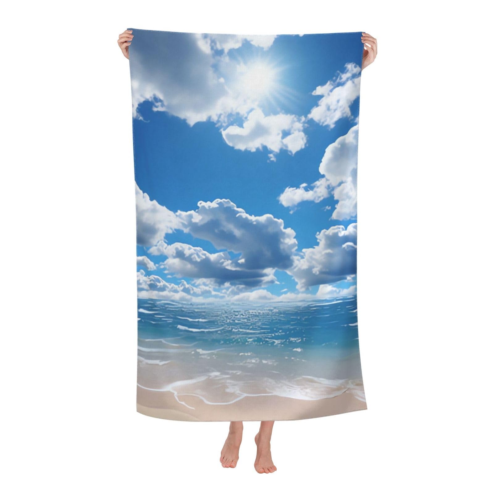 HLBSDM Blue Beach Towel 52 x 32 in Vacation Essentials Quick Dry Sand Free Pool Swim Towel Super Absorbent Bath Towels Oversized Gym Towels Travel Blanket Gift