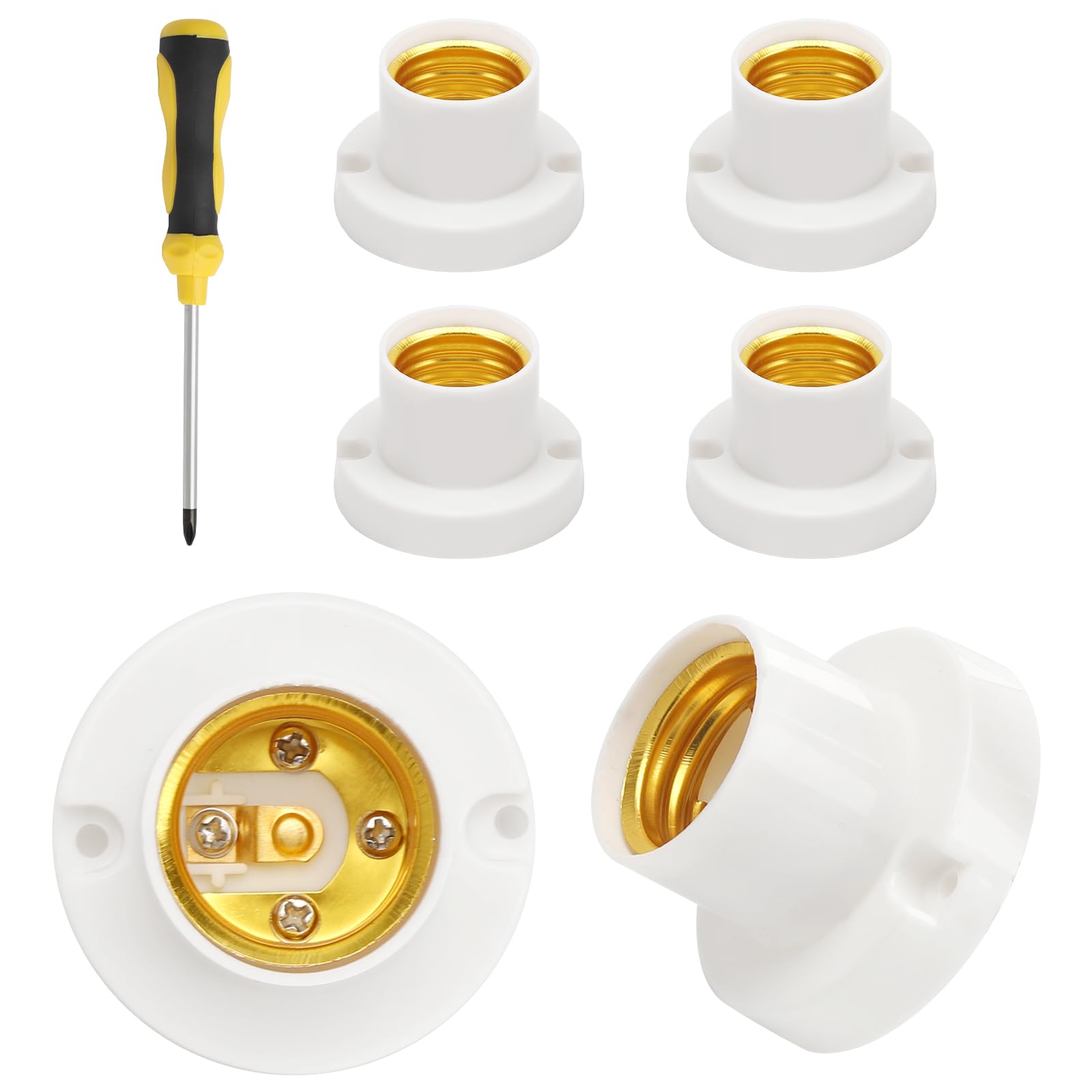 DAWRIS 4 piezas de portalámparas impermeables E27 con destornillador de cruz, portalámparas E27 de plástico ABS para techo para lámparas E27 para pasillos, balcones, sótanos, garajes (blanco)