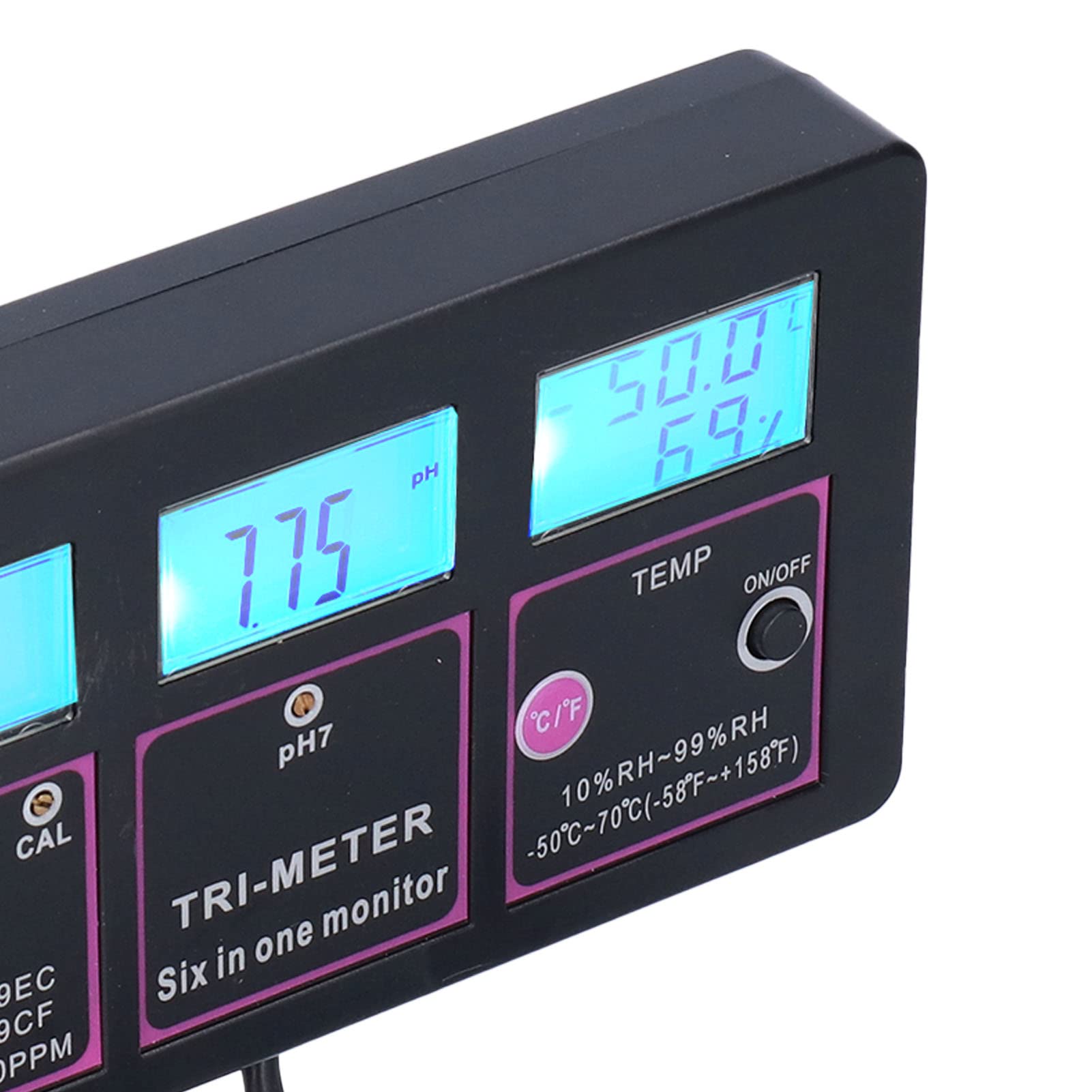 Alvinlite Misuratore di qualità dell'Acqua, Tester Multifunzionale della qualità dell'Acqua 6 in 1 PH Temp EC CF RH Misuratore TDS per la Coltura idroponica dell'acquario(230V)