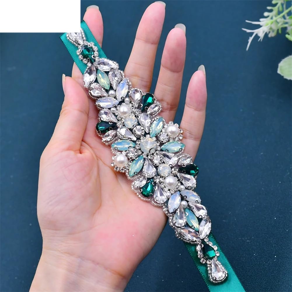 Cinturón de novia con diamantes de imitación para vestidos de noche formales, cinturón decorativo hecho a mano