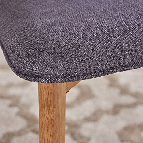 Christopher Knight Home Chazz Mid-Century Fabric Dining Chairs with Natural Oak Finished Frame, 2-Pcs Set, Dark Grey / Natural Oak Finish