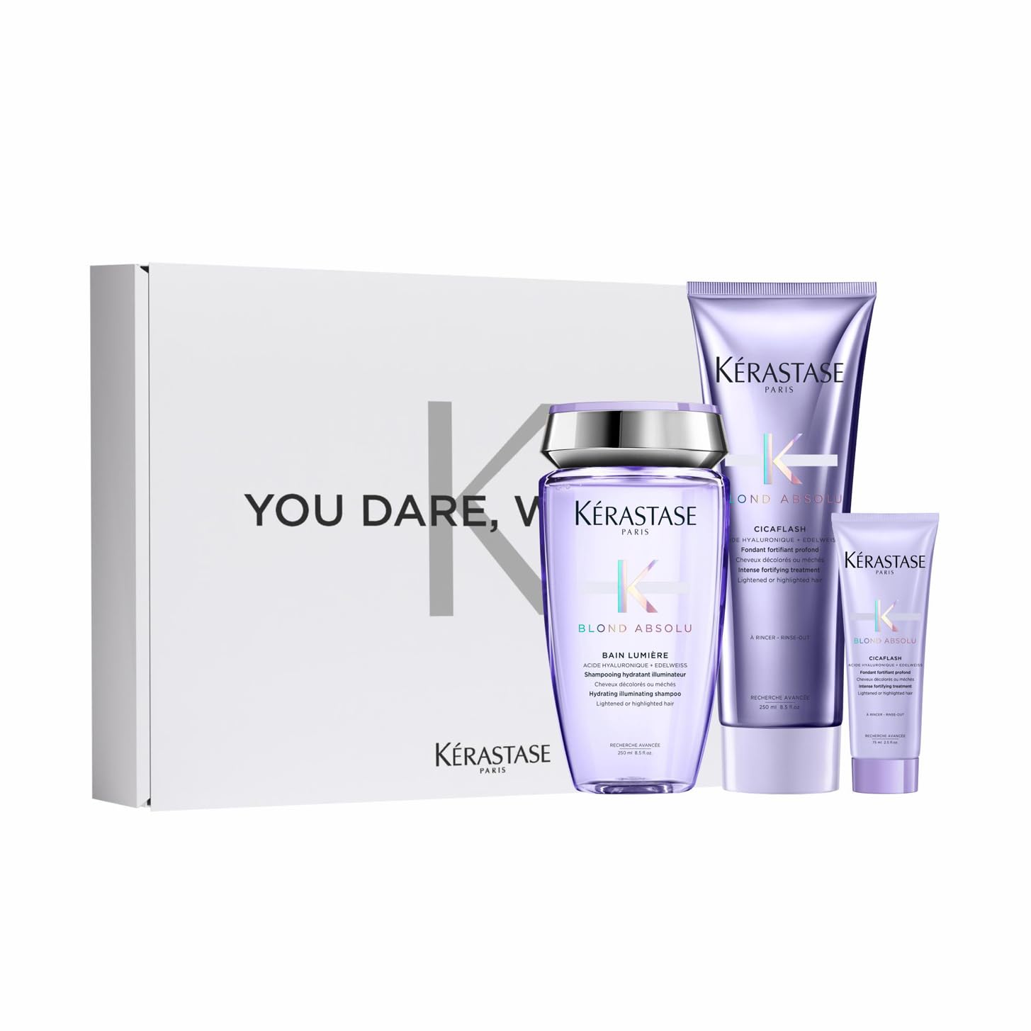 Kérastase, Blond Absolu, Pflegeroutine mit Shampoo sowie Haarspülung (Normalgröße und gratis Probiergröße 75ml) für blondiertes, gesträhntes oder natürlich blondes Haar, Mit Hyaluronsäure