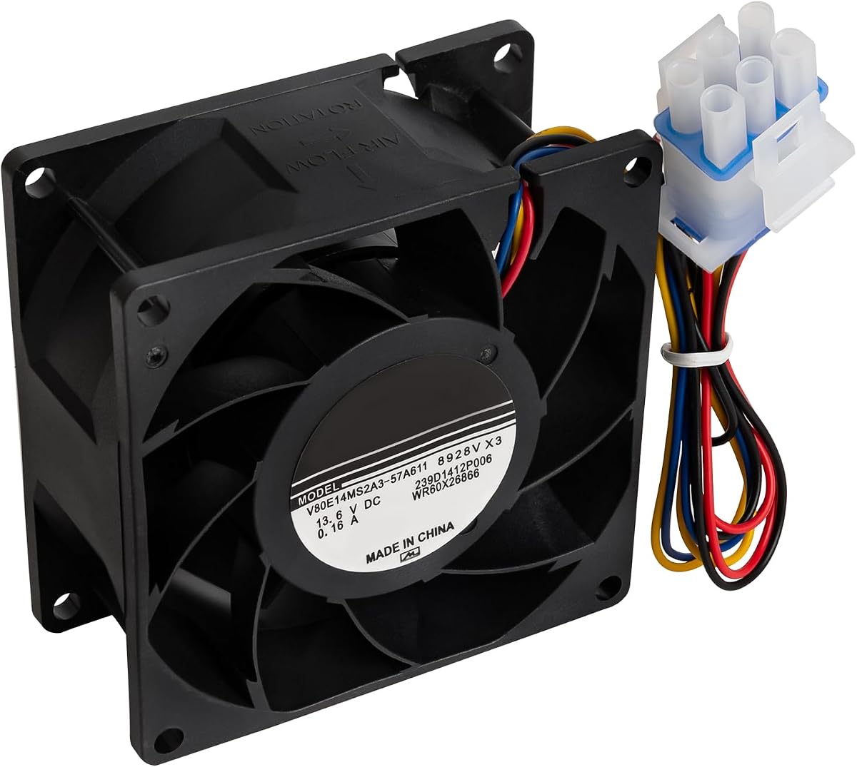 Motor de ventilador evaporador de refrigerador WR60X26866 actualizado compatible con refrigerador GE – Ventilador evaporador de alimentos frescos apto para GE GNE29GSFGSS, reemplaza WR60X26033 WR60X26030