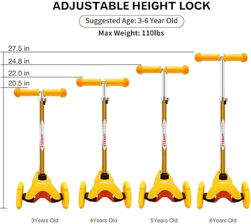 Miniatura 2 de ChromeWheels Patinete para niños, scooter de lujo de 3 ruedas para niños pequeños, 4 planeadores de altura ajustable con patines, inclinado para