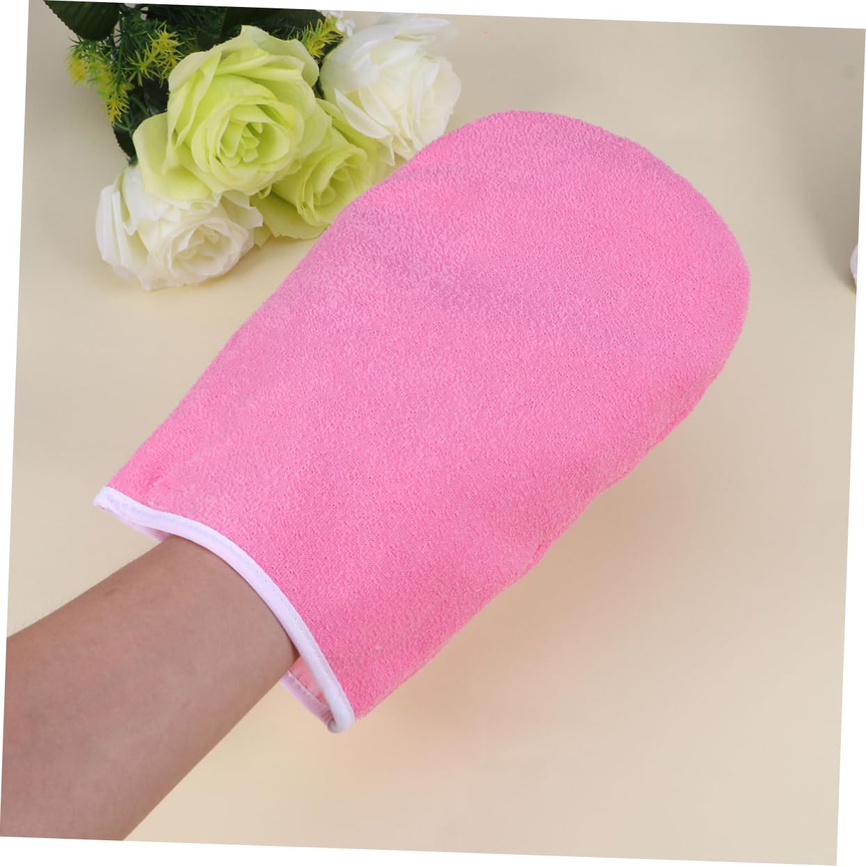 Beatifufu 2 Pair Insulated Cotton Gloves Pink Paraffin Wax Liners for Hand Spa Moisturizing Beauty Mitts