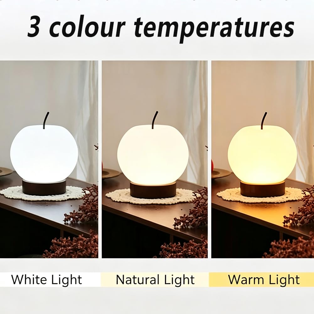 LED Tischlampe Kabellose Runde Art Déco Wohnzimmerlampe Batteriebetrieben Kugel Akku Tischlampe USB Aufladen Innen Dimmbar mit Schalter Nachttischlampe 3 Farbtemperaturen Acryl Lampenschirm