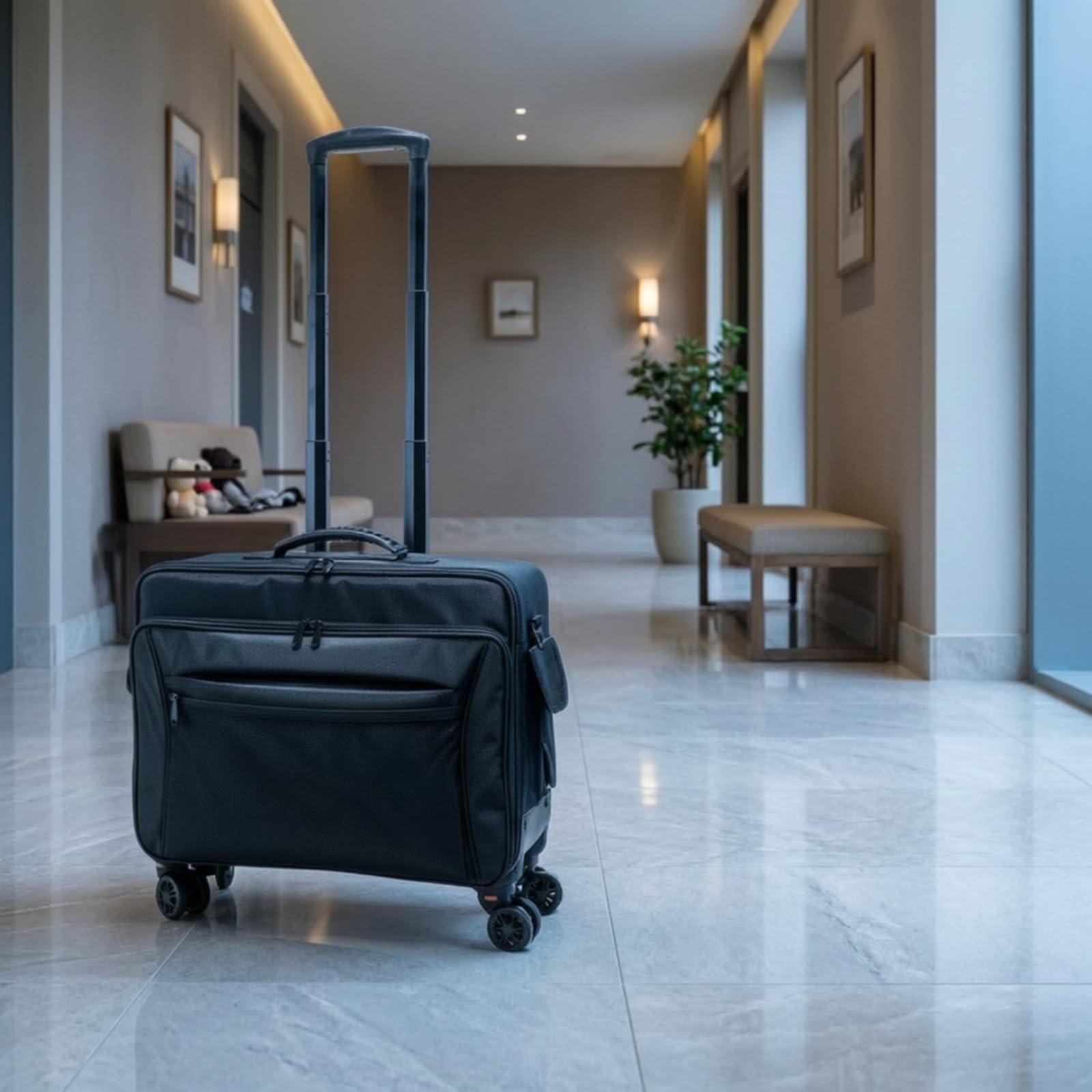 Valigia Trucco con Ruote Professionale, Trolley In Tessuto Oxford A Tre Strati Con 4 Scatole, Ruote Per Aereo E Tracolla