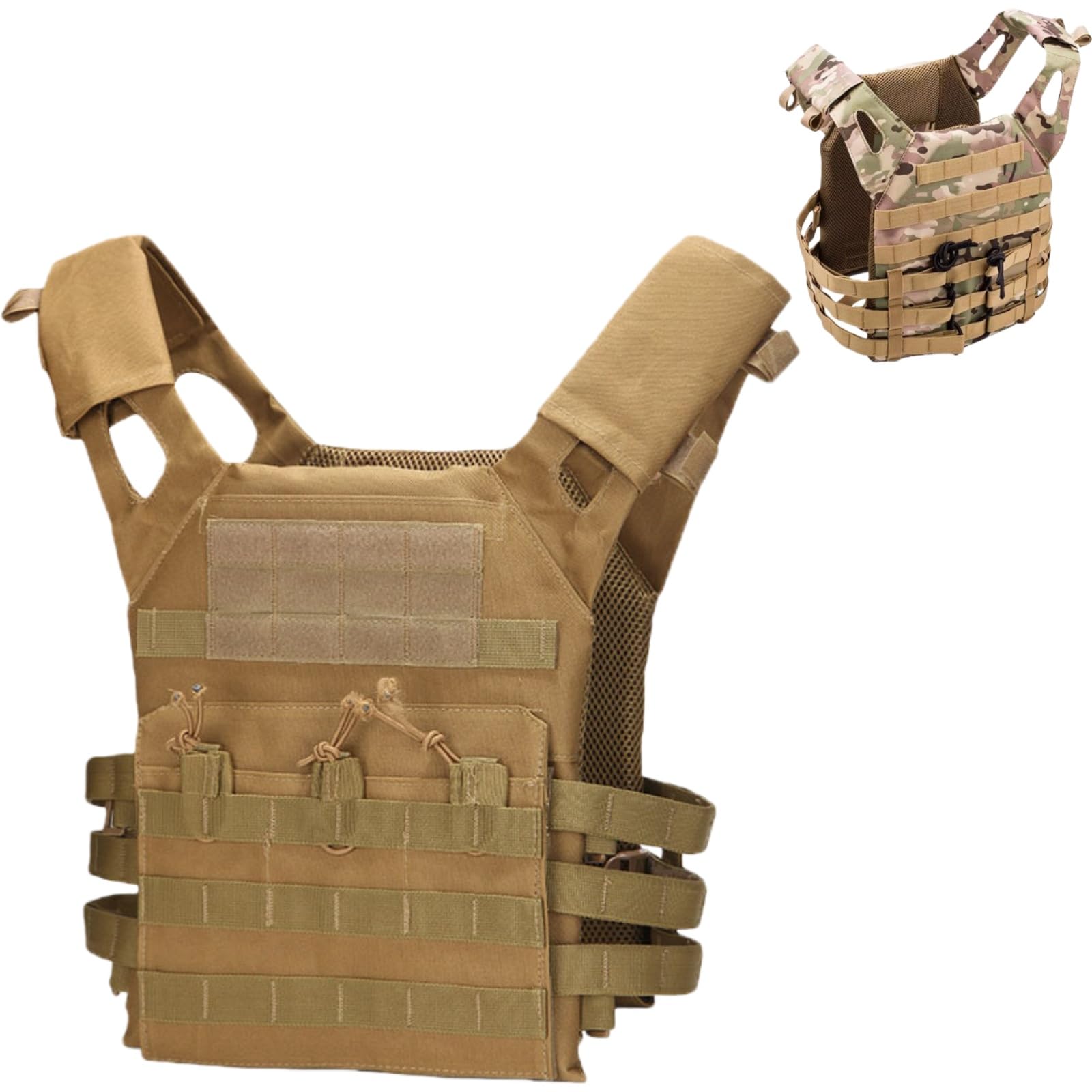 Genérico Chaleco táctico para hombres y mujeres – Portador de pecho ligero para airsoft, chaleco de caza para paintball al aire libre, juego de guerra, ropa de airsoft — view 13