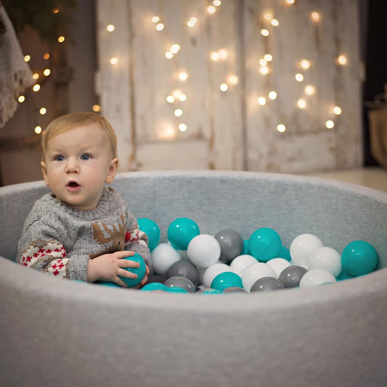 KiddyMoon Schuim Ballenbak Voor Kinderen Met Ballen 7 Cm Gemaakt In EU, Lichtgrijs:Parel Gris Transparent Poeder Roze,120X30cm/600 Ballen