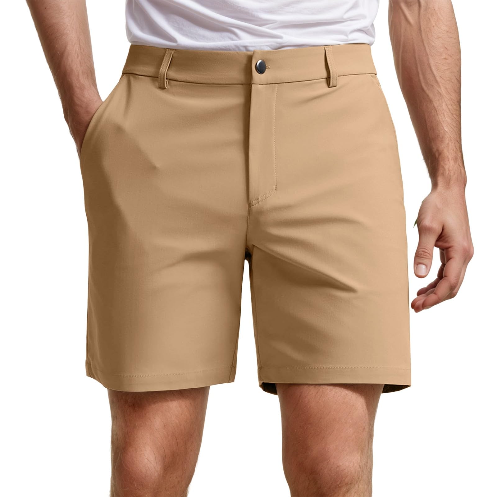 Generico Pantaloncini Uomo da Lavoro-Pantaloncini Casual da Uomo, da 7 Pollici, Elasticizzati, da Lavoro, con 4 Tasche, Leggeri