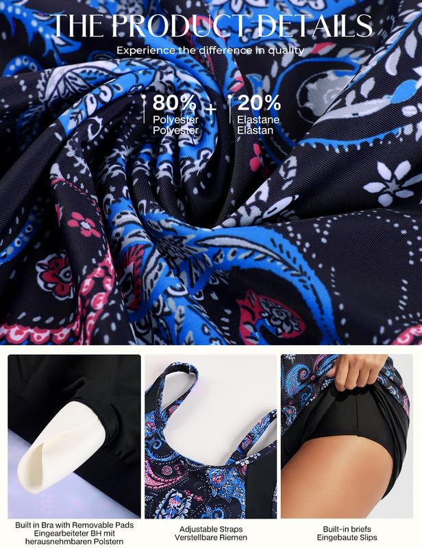 Hanna Nikole Tankini - Conjunto de traje de baño para mujer, diseño de barriga, dos piezas, sujetador push up, traje de baño integrado y bragas integradas, cintura alta, pantalones cortos de baño con