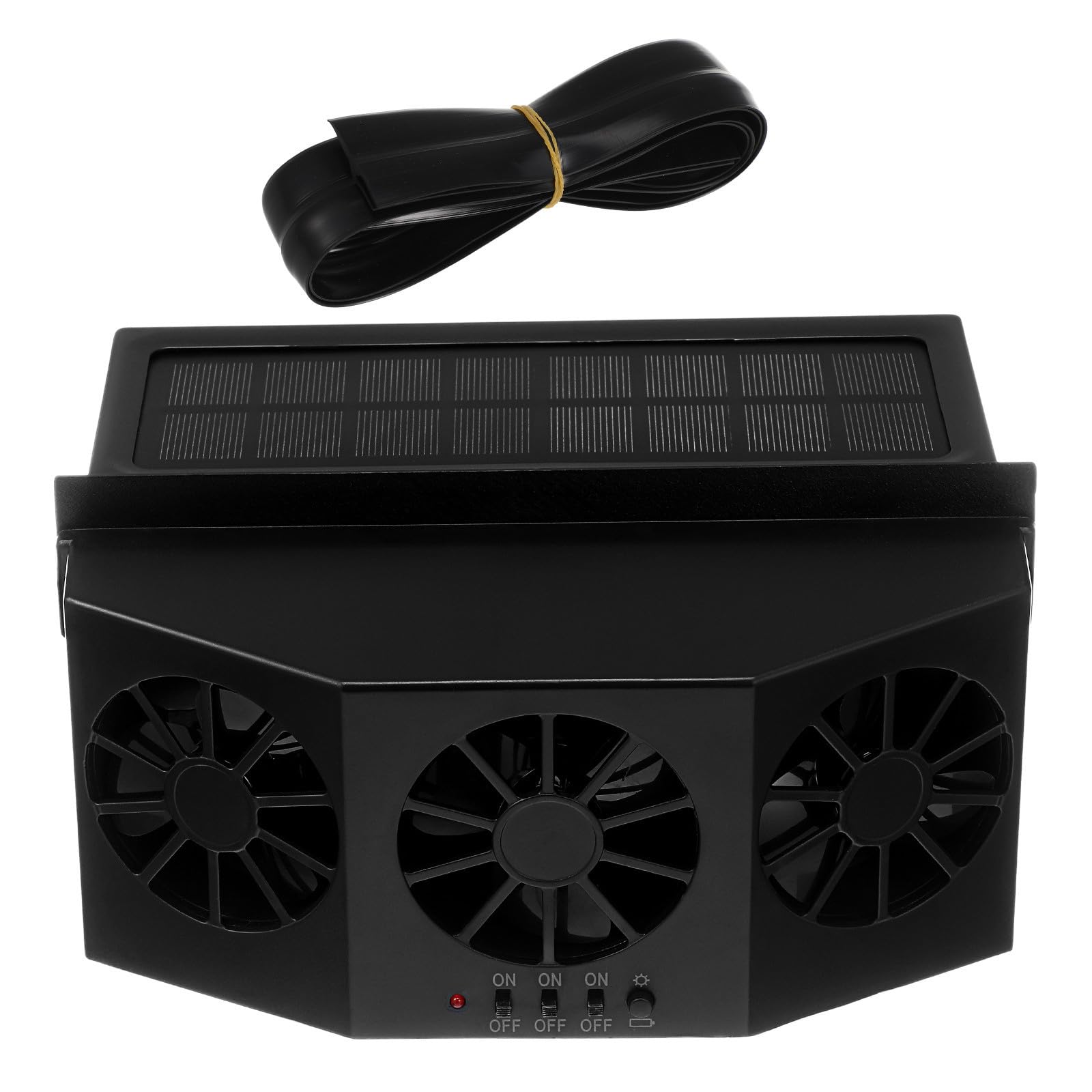 Ventilador Solar de Ventana para Coche Abs Negro Triple Diseño