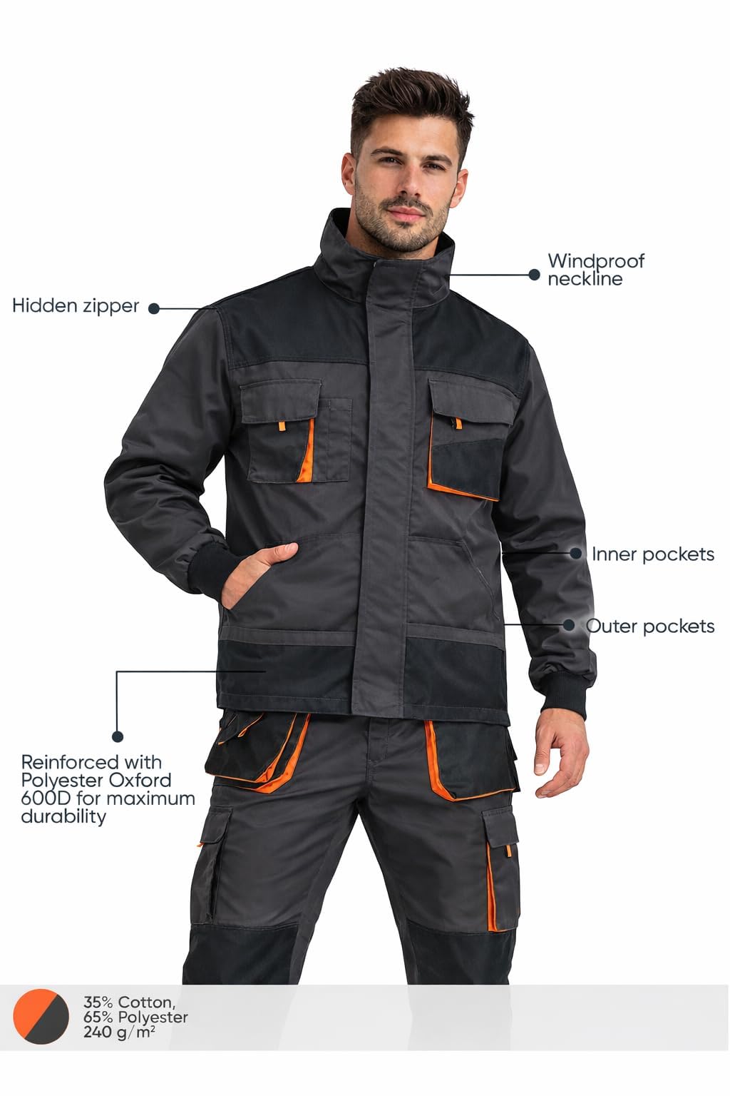 BWOLF Atlas Veste de travail homme multifonctionnelle pour homme Veste de travail Veste de travail pour homme