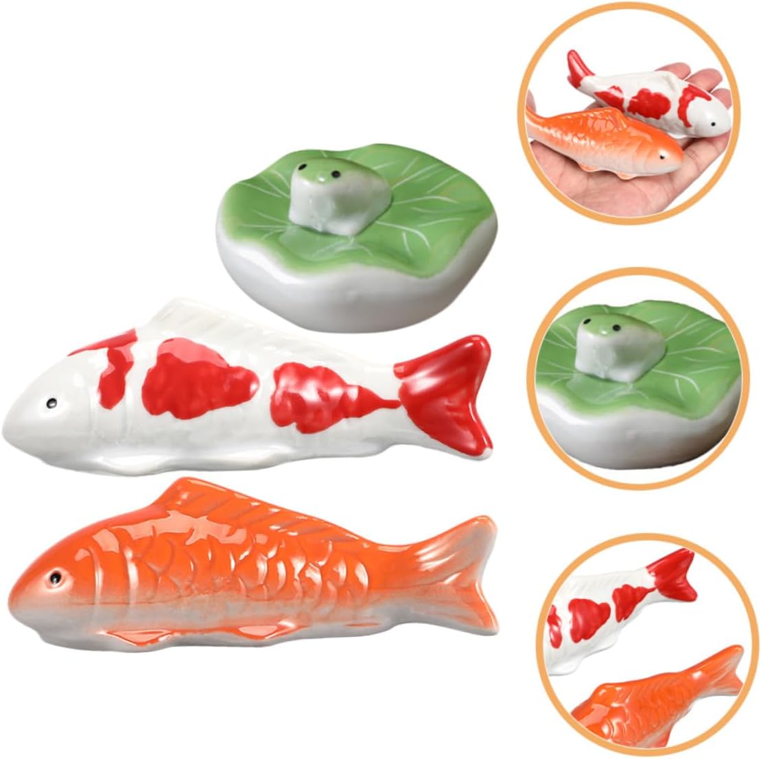 Toddmomy Floating Ceramic Koi Fish Ornaments for Aquarium and Garden Pond Decor Realistic Floating Goldfish Figurines 3.97 Inch Indoor Fish Tank Accessories