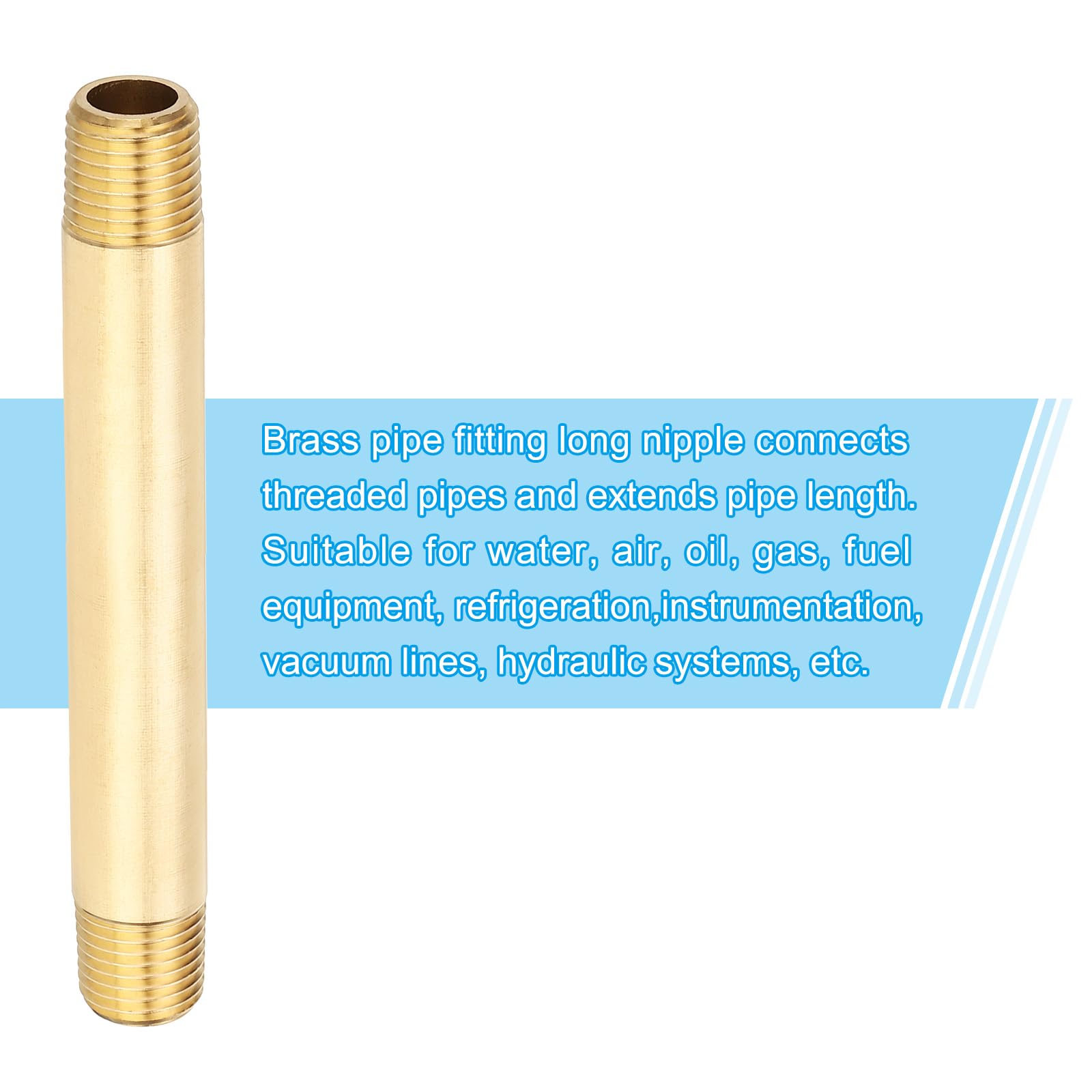 PATIKIL Raccordo Filettato Maschio In Ottone 1/4" x 1/4" NPT Prolunga Lunga, 20Pezzi Prolunga Dritta Per Collegamenti Di Carburante, Aria, Acqua, Olio, Gas, 1200PSI