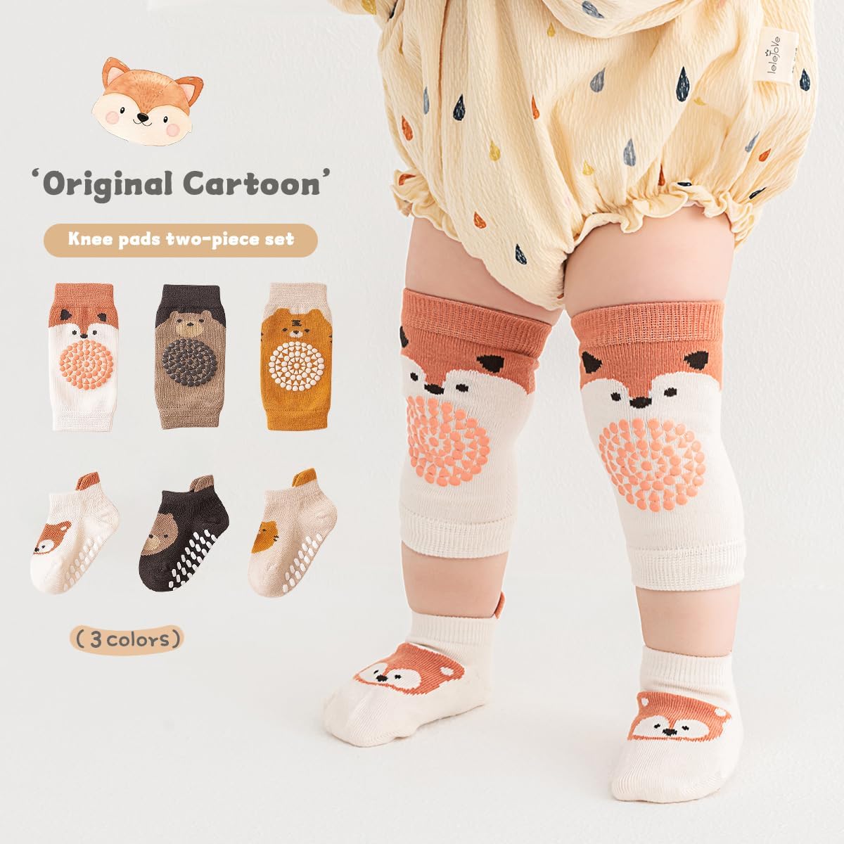 Cute Baby Knee Pads for Crawling, Cartoon Anti-Slip Toddler Knee Floor Pads for Crawling, Walk