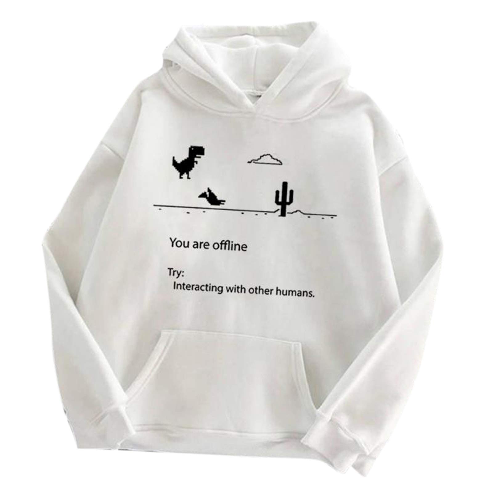 Funny Geek You are Offline, Internet Addict Gift Hoodie Novelty Unisex Lightweight Pullover Hoodie for Teen Girls White