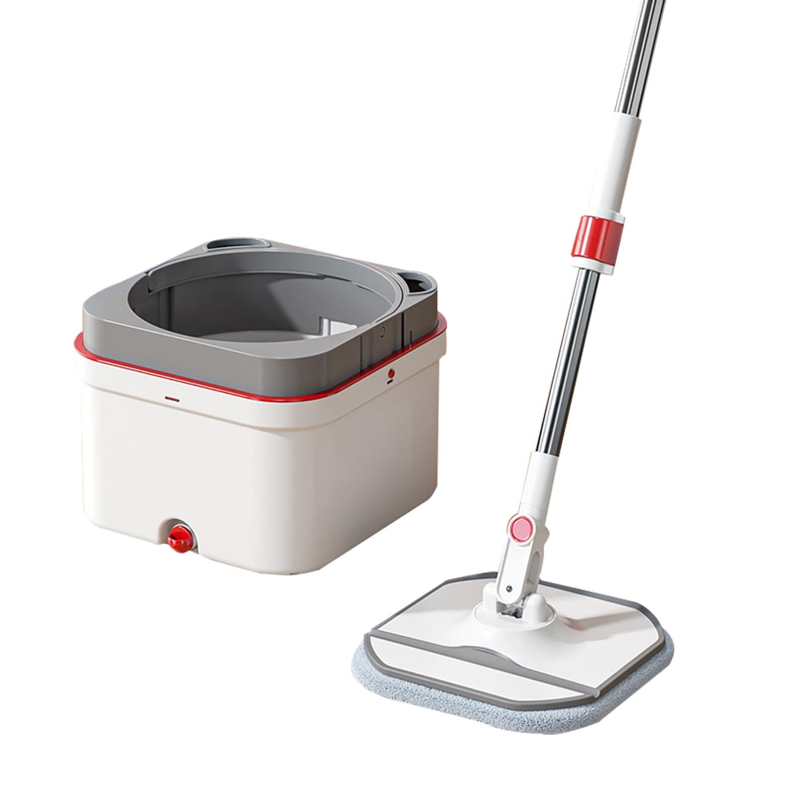 Fregonas A, Juego de fregona giratoria y Cubo con Sistema de separación automática de Agua Sucia y Limpia, Cabezal de fregona Cuadrado Giratorio de 360° con escurrido automático