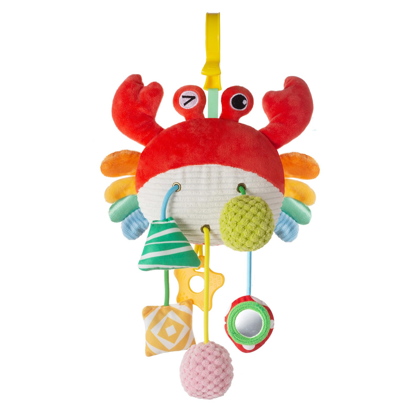 Car Seat Toy for Babies 0-6 Months, Stroller Toy with a Convenient clip, Carseat Toys Hanging Baby Accessories,Built-In Bell, Rattle,Squeaky,Mirror for infant,Babies Gift 0-3-6-12 months Boy Girl