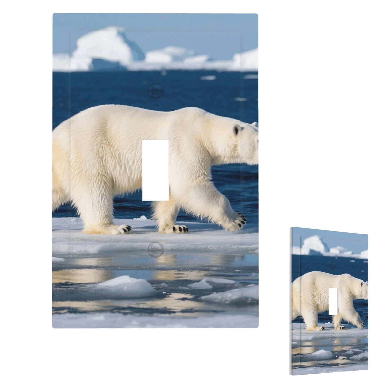 Polar Bear Wall Plate Cover Modern Decorative 1 Gang Light Switch Cover Unbreakable Receptacle Outlet Covers For Living Room Bedroom Home Decor Single Toggle