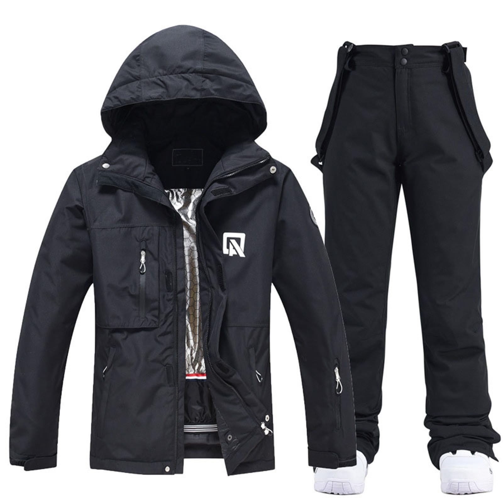 Traje de esquí para hombre, 2 piezas, chaqueta de esquí y pantalones de esquí, juego de invierno, térmico, exterior, cortavientos, chaqueta de nieve, pantalones de nieve, impermeables