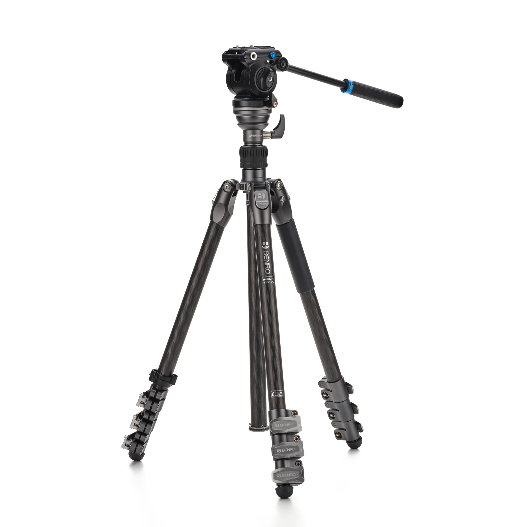 Benro Rhino CF One Series Video Tripod & Monopod Kit with S2 PRO Fluid Head — Carbon-Fiber 4-Section Flip-Lock Legs, Monopod Conversion (FRHN14CFS2PRO)