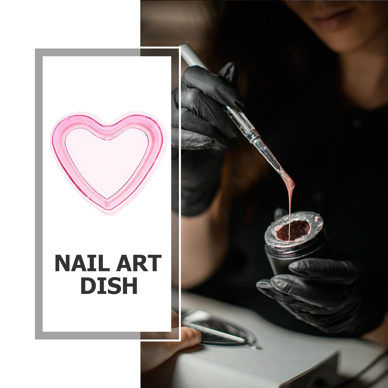 minkissy Heart Shape Nail Dappen Cup 1.97X1.85X0.87 Inches Glass Manicure Dish Decorative Nail Brush Holder for Acrylic Supplies - Image 3