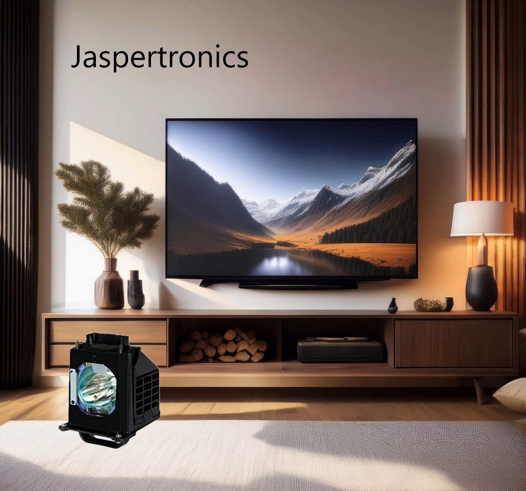 A hand demonstrating the removal or installation of a TV filter, relevant for lamp maintenance.