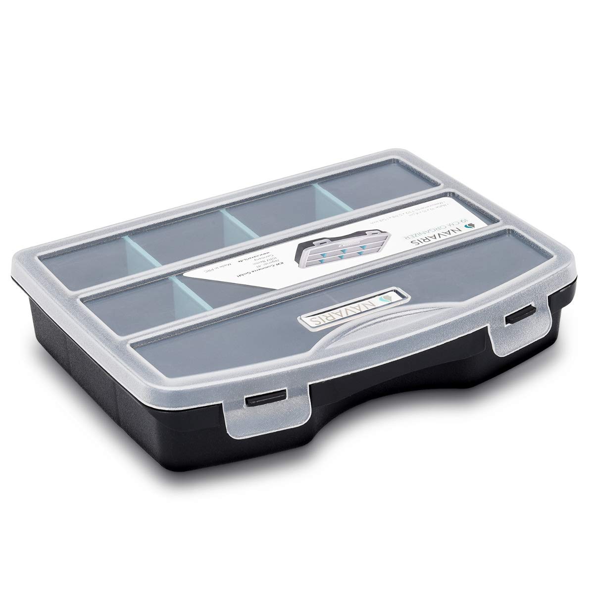 Navaris Organiseur Outils Vide - Boîte à Outil à Empiler - 19 x 15 x 4 cm - Valise Empilable pour Rangement Multiple avec Cases
