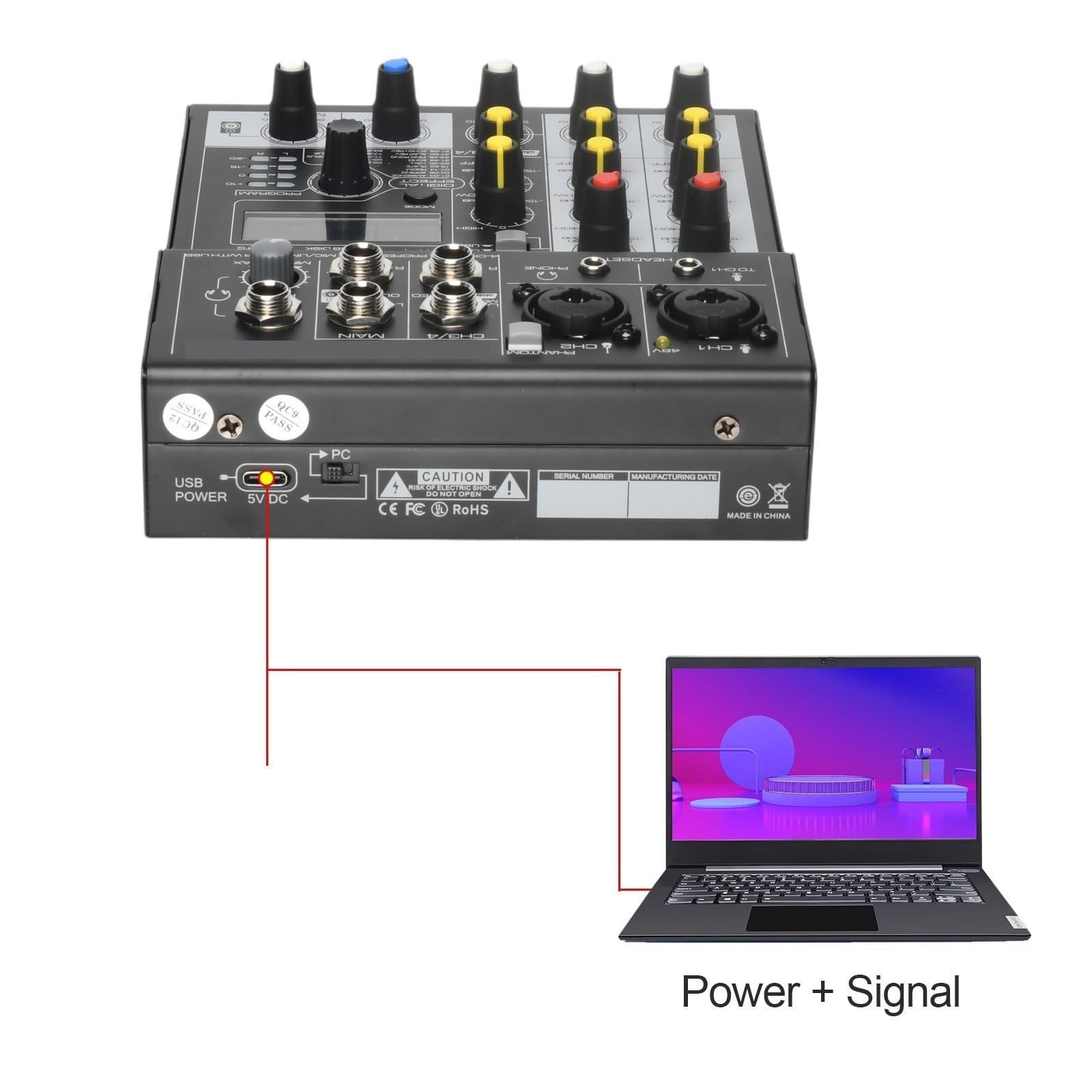 Mixer DJ, Mixer 4 Channel Sound Table 88 DSP Effect Mixing Console con USB Record Play