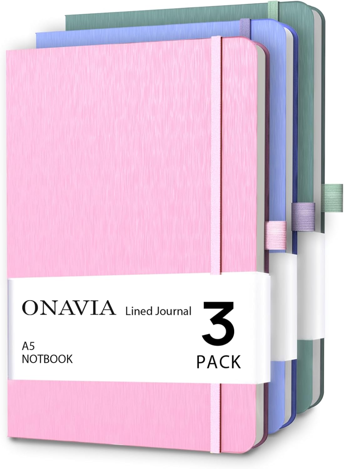 A5 Lined Journal Notebook, 7mm College Ruled Notepad, Journaling for Writing, Work, School, Travel and Note Taking, Hardcover 160 Pages (80 Sheets) 5.79 x 8.3 inches, 3 Pack Multicolored