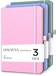ONAVIA A5 Cahiers pour le travail, Journal en ligne, 3 Faites votre valise, 160 Pages, noir 80 Feuilles, 5.8 x 8.3 dans, Lay Flat, Collège réglementé, A5 Journal de couverture rigide, cahier de notes en ligne pour le travail, l'école, la prise de notes