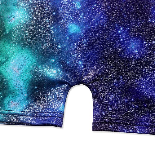 Image of EQSJIU Gymnastics Leotards for Girls Kids Rainbow Mosaic Mermaid Butterfly Stars Leopard Galaxy Tie Dye Cosmos Leopard