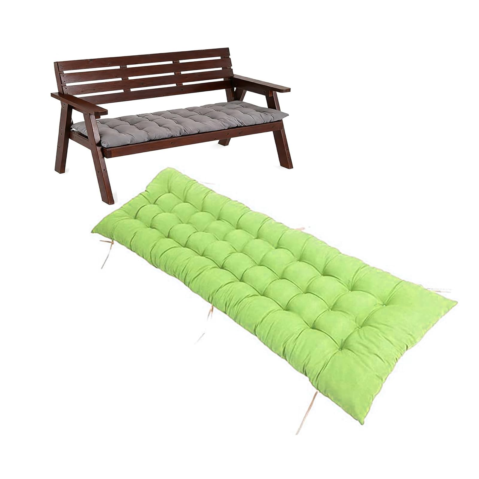 Pongpai Garden Bench Cushion for Indoor Outdoor Furniture, Soft Thick Seat Pad for Bay Window/Sofa/Loveseat, Non-slip, Easy Clean (Green,53x180cm)
