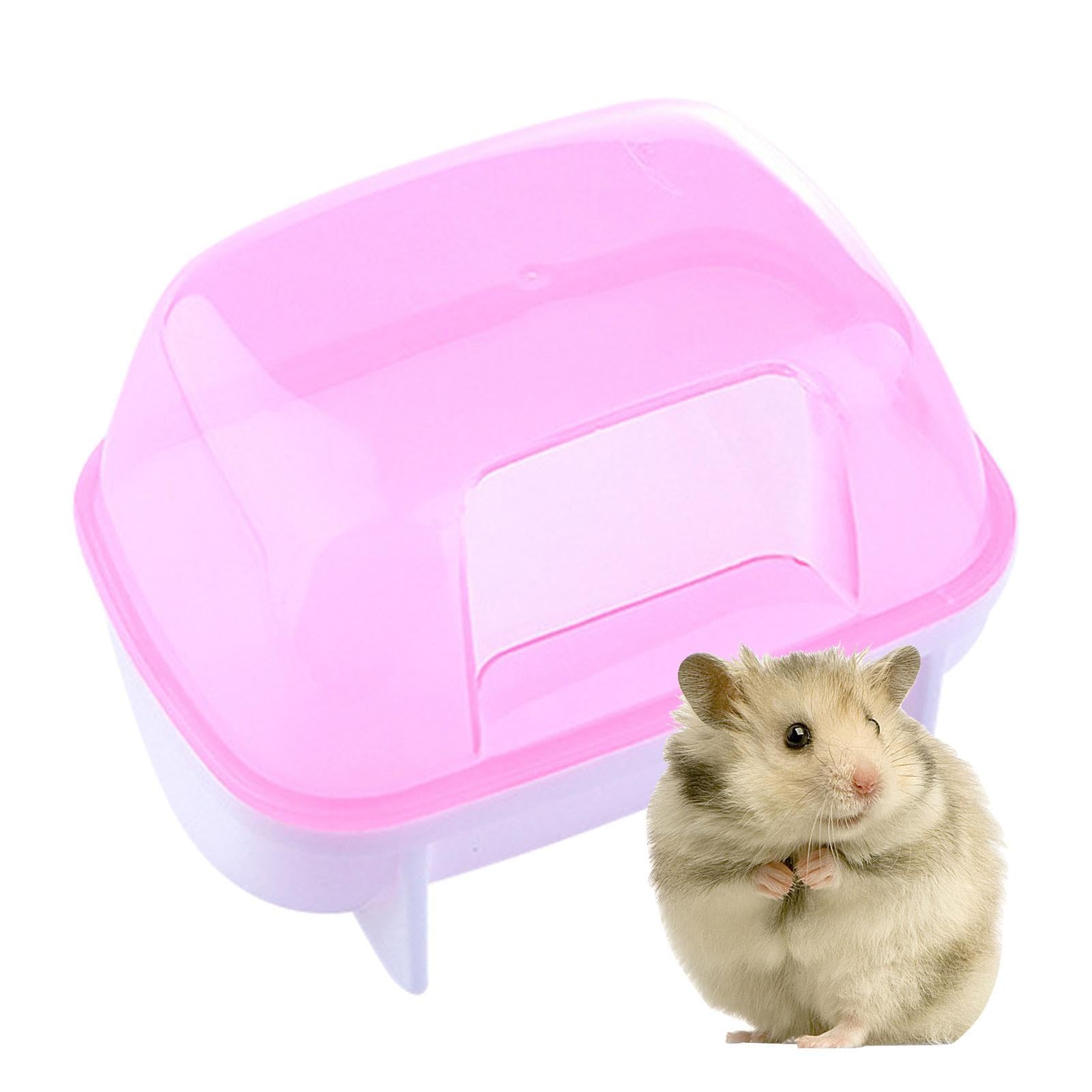 Bavokon Red Hamster Sand Bath, Small Chinchilla Dust Bath House, Detachable Sand Bath Container Bath Box, Stable Bathtub Toilet For Dwarf Hamster