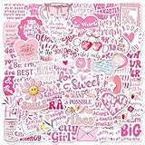 50PCS Pink Aesthetic Motivational Stickers, Inspirational Stickers for Water Bottles Laptops, Positive Affirmation Sticker for Adults Teens Kids