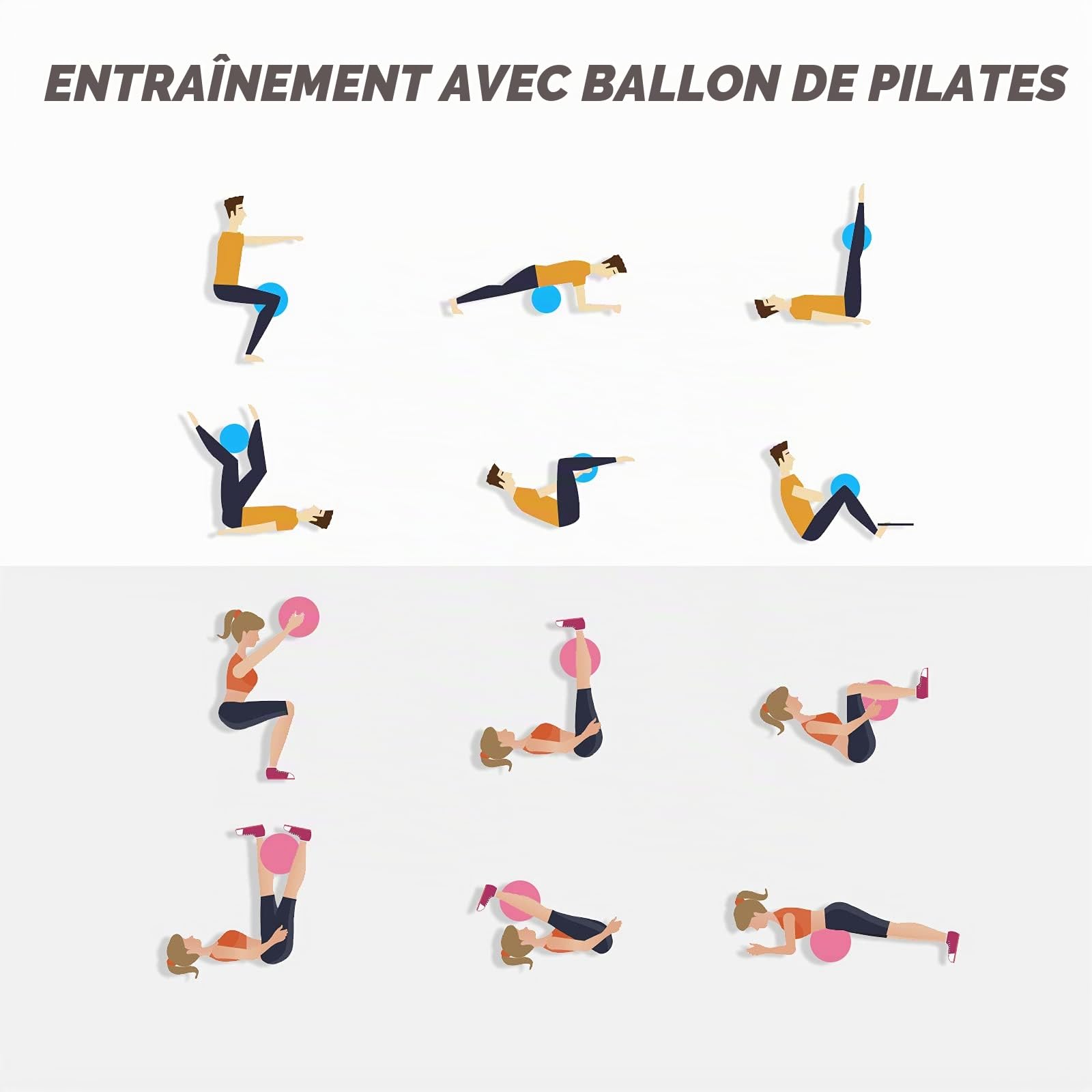 Cikyner Soft Pilates Ballon Gymnastique 23-25 cm avec Paille Gonflable