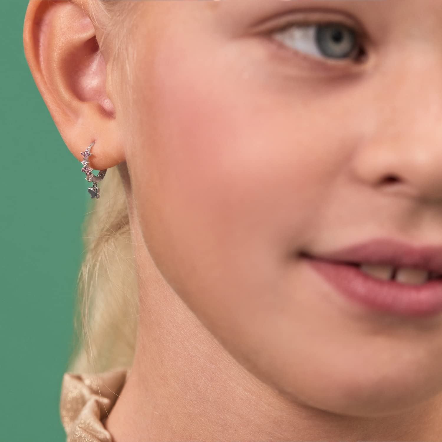 Prinzessin Lillifee Pendientes de aro en Plata de Ley 925 para niñas, con circonitas sintéticas, se entregan en caja regalo de joyería