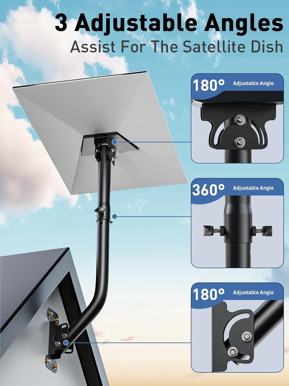 Starlink Gen 3 Mount 360° réglable V3 Starlink Kit de montage mural Starlink Gen3 avec adaptateur de tuyau Starlink Gen 3 pour kit Internet Starlink Gen3 Satellite