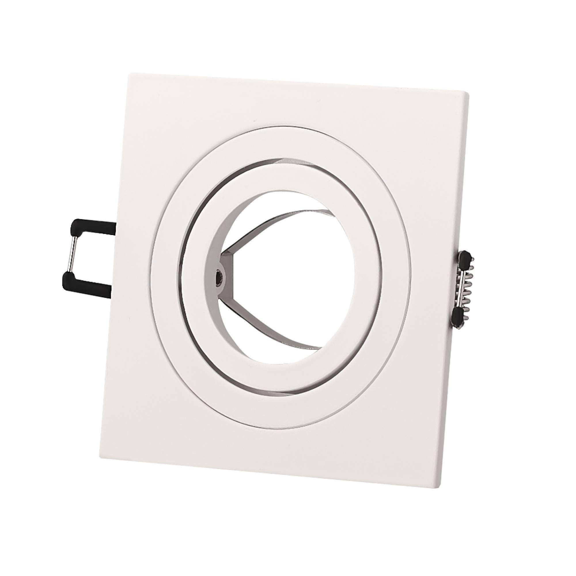 6x Einbaustrahler Rahmen Set eckig weiß schwenkbar super flach – Einbaurahmen für GU10 MR16 Leuchtmittel 90x90mm – Ø80mm Bohrloch Aluminium Einbau-Spot Strahler Einbauleuchte